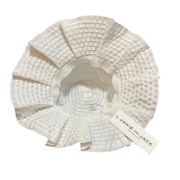 Janie and Jack Pleated Ribbon Hat White Size 0-3 months New with tags - Picture 3 of 4